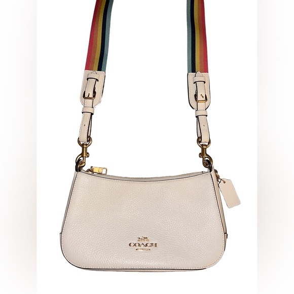 COACH JES BAGUETTE CROSSBODY PURSE W/RAINBOW STRAP & GOLD HARDWARE #C7265 - Picture 15 of 16